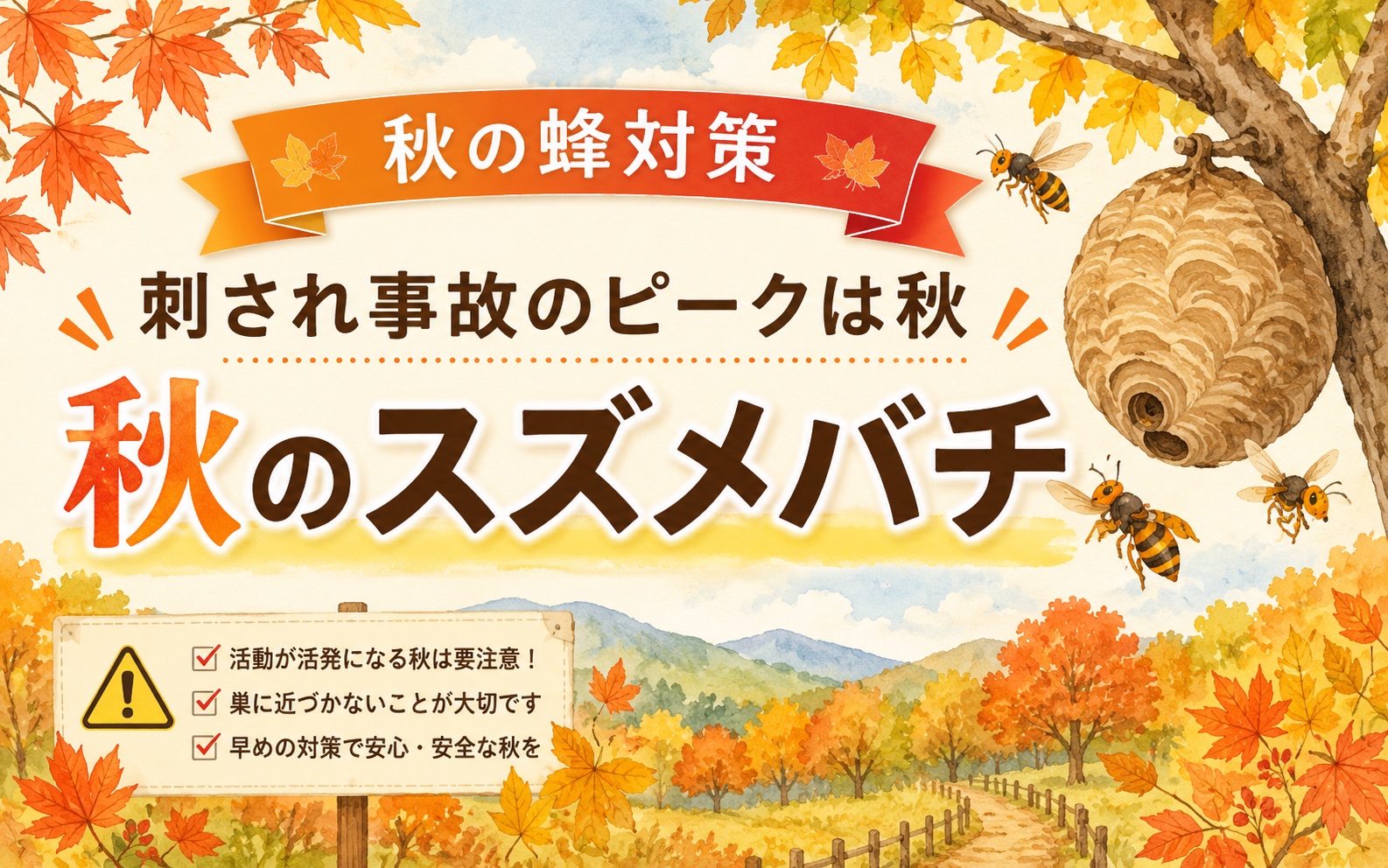 秋のスズメバチはなぜ危険？刺され事故のピークは秋