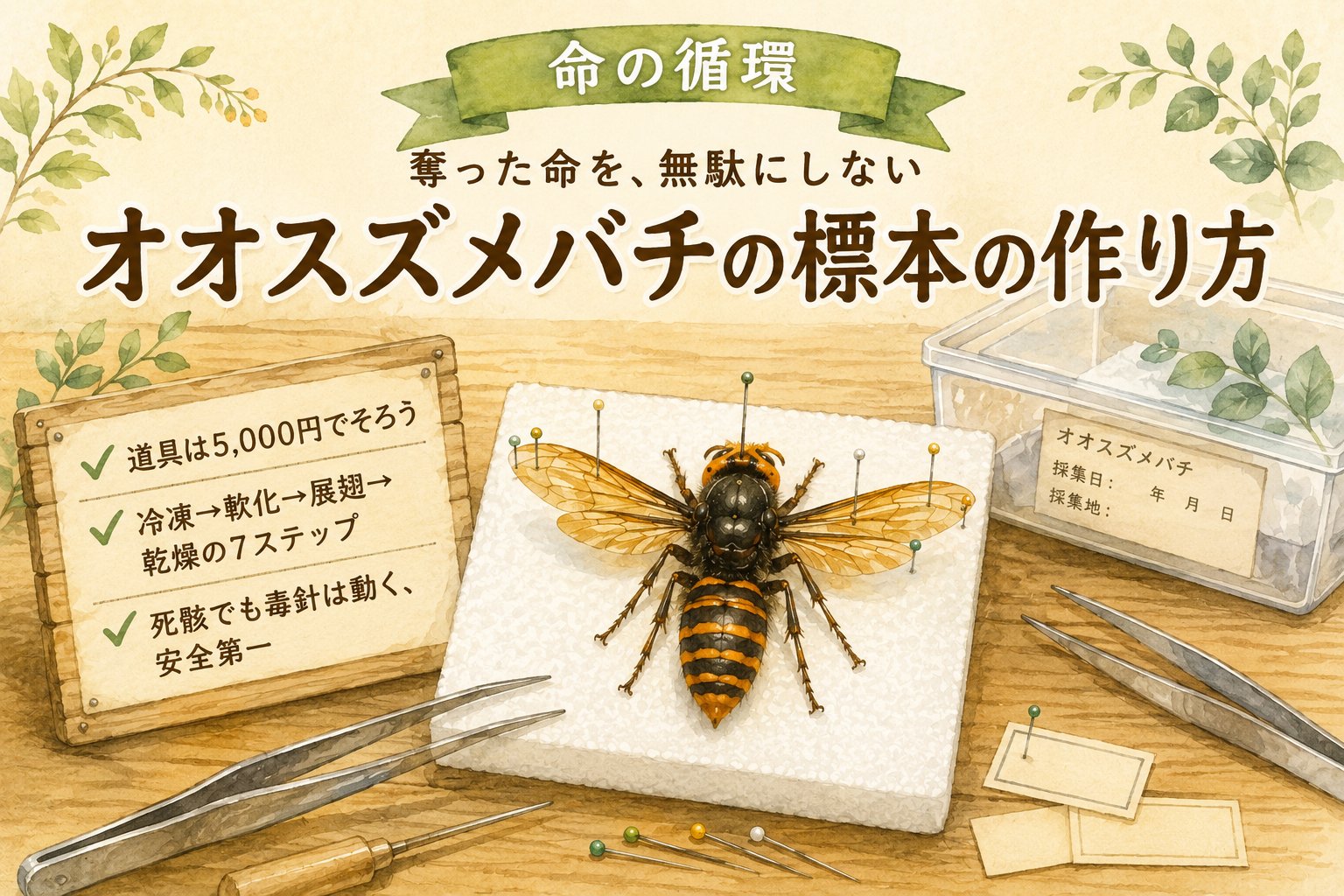 オオスズメバチの標本の作り方 奪った命を無駄にしない