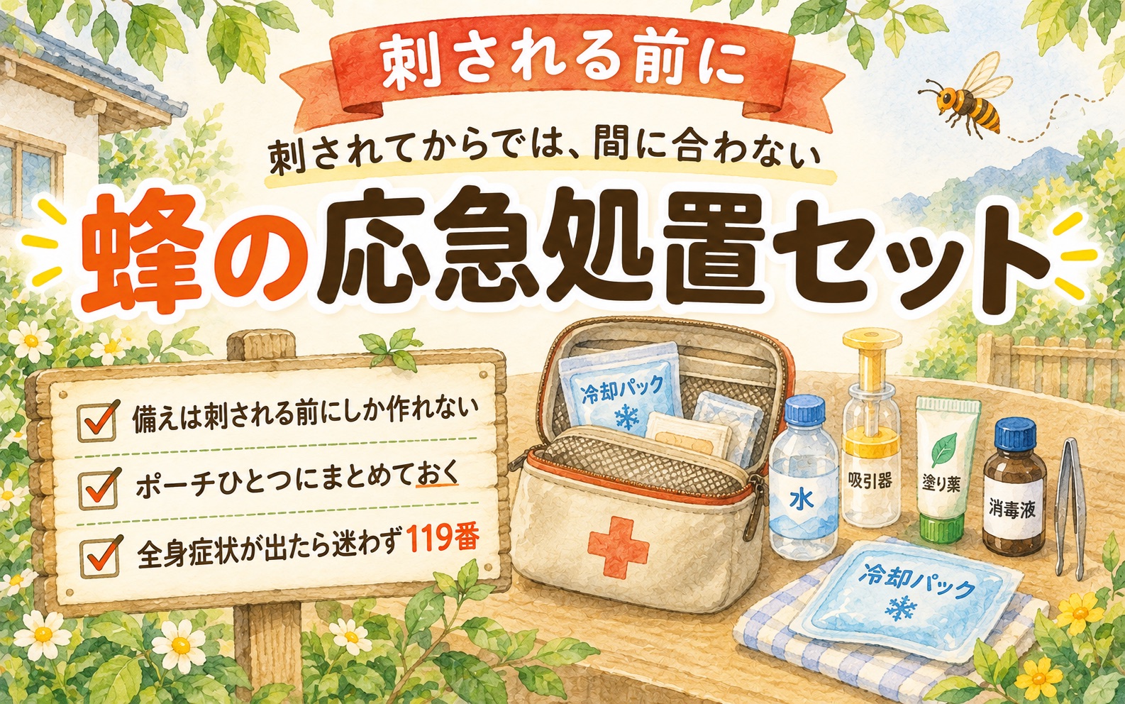 蜂の応急処置セットの中身