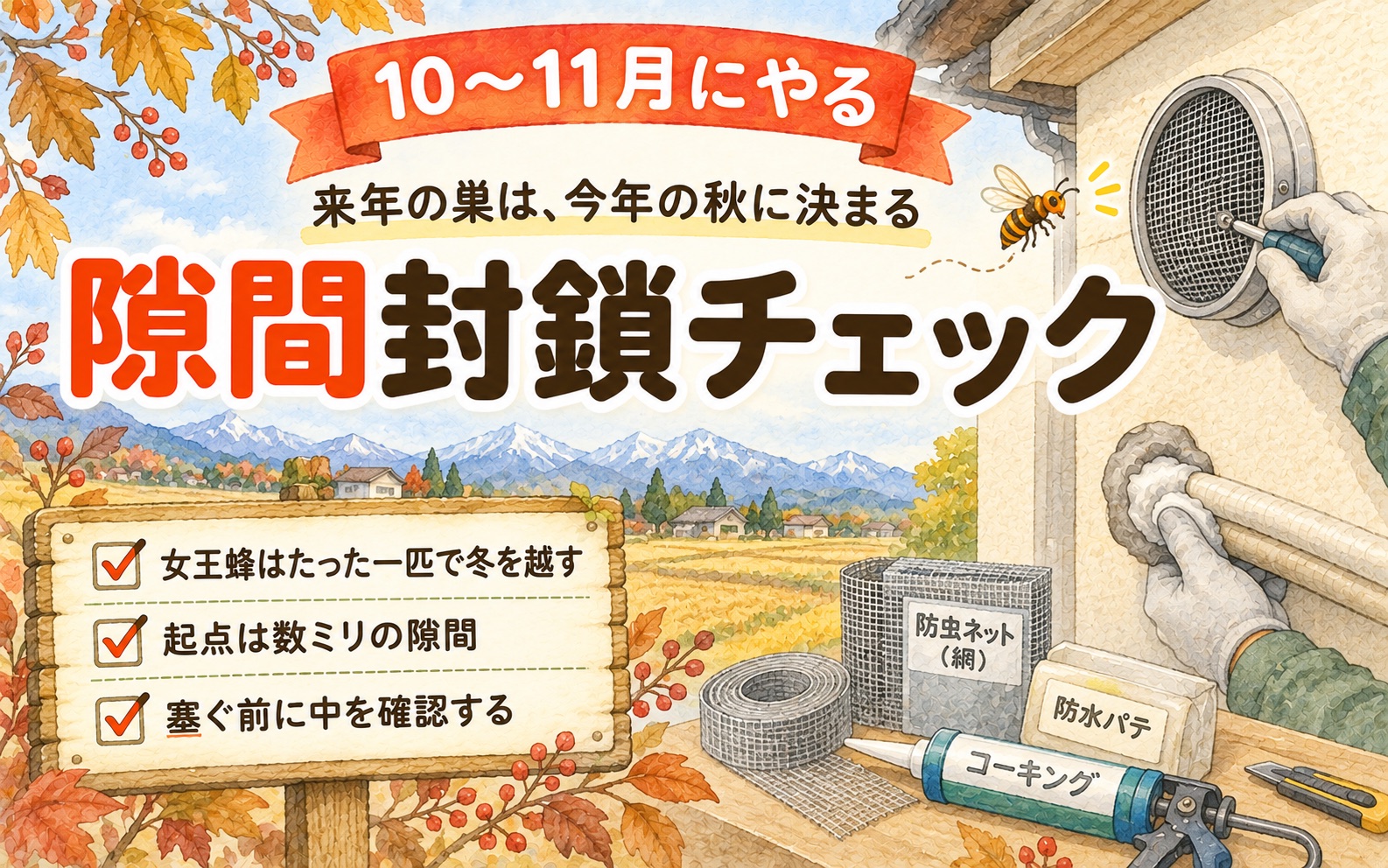 越冬前の隙間封鎖